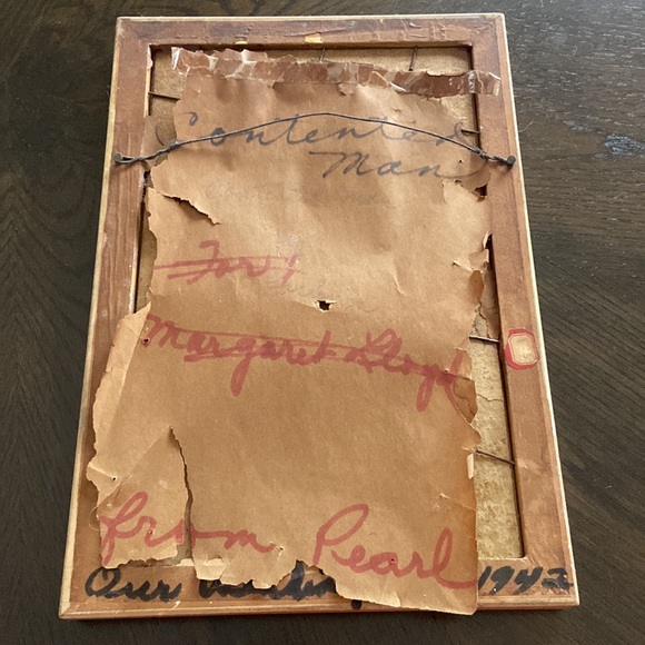 Vintage Sara Bell Painting from 1942 Contented Man & Contented Woman - Picture 3 of 4